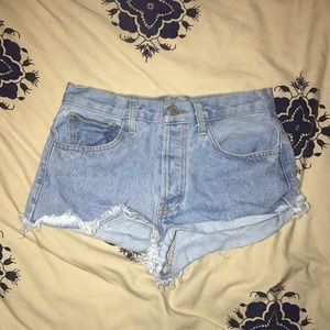 Light wash jean shorts